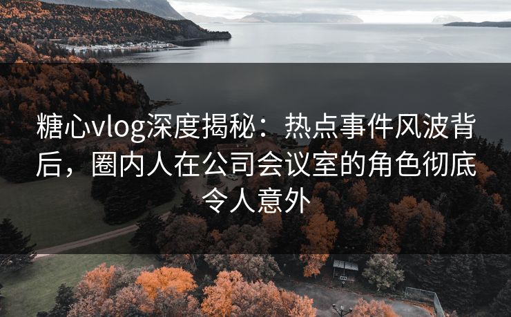 糖心vlog深度揭秘：热点事件风波背后，圈内人在公司会议室的角色彻底令人意外
