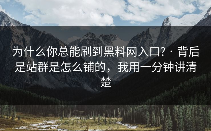 为什么你总能刷到黑料网入口? · 背后是站群是怎么铺的，我用一分钟讲清楚
